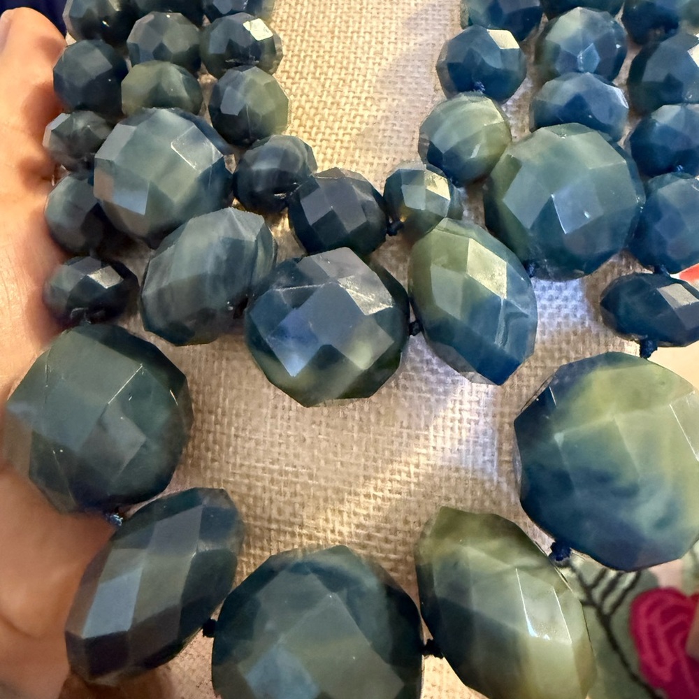 Kate Spade Give It A Swirl Royal Blue Green Beaded Statement Necklace WBRU4847 - Picture 4 of 9